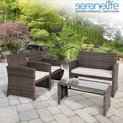 4-Piece Patio Set, Comfortable Cushions, Durable Rattan, Brown