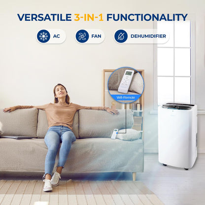 Portable Air Conditioner 14,000 BTU Efficient Cooling Dehumidifier White