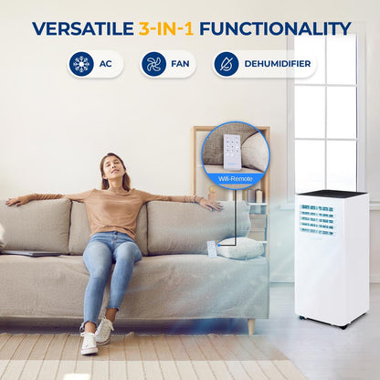 Portable Air Conditioner 8,000 BTU WiFi Dehumidifier, Remote, White