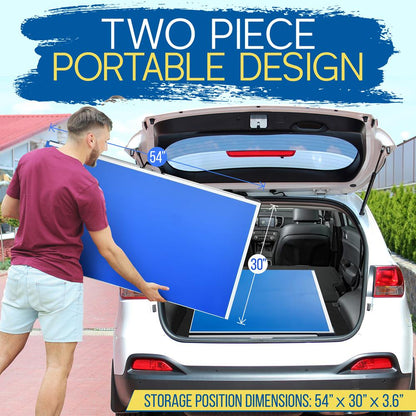 Folding Ping Pong Table Set, Space-Saving MDF, Blue