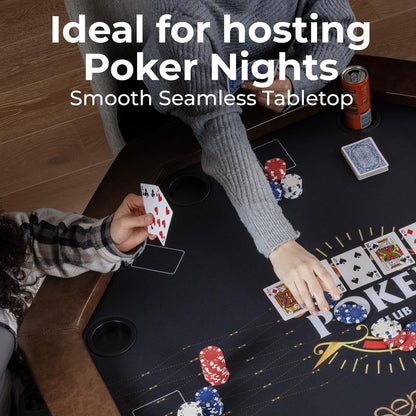 84" Foldable Poker Table for 8 Players, Water-Resistant Cushioned Rail