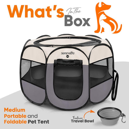 Foldable Pet Tent With Pet Bowl
