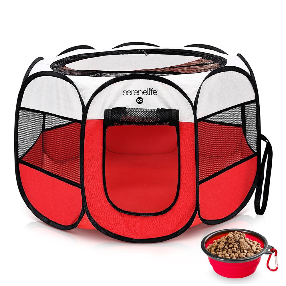 product image number 1 for SereneLife Foldable Pet Tent With Pet Bowl