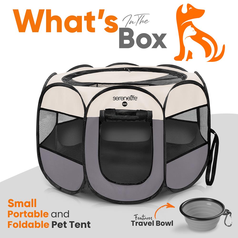 product image number 7 for SereneLife Foldable Pet Tent With Pet Bowl