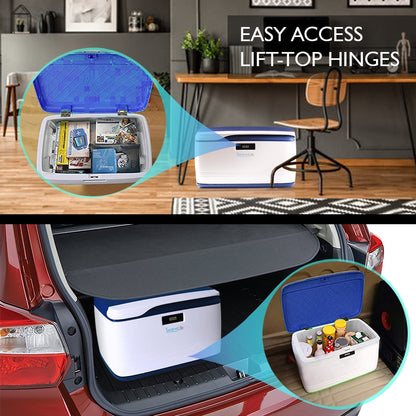 Locking Storage Bin 8 Gal Secure ABS Plastic Stackable Organizer