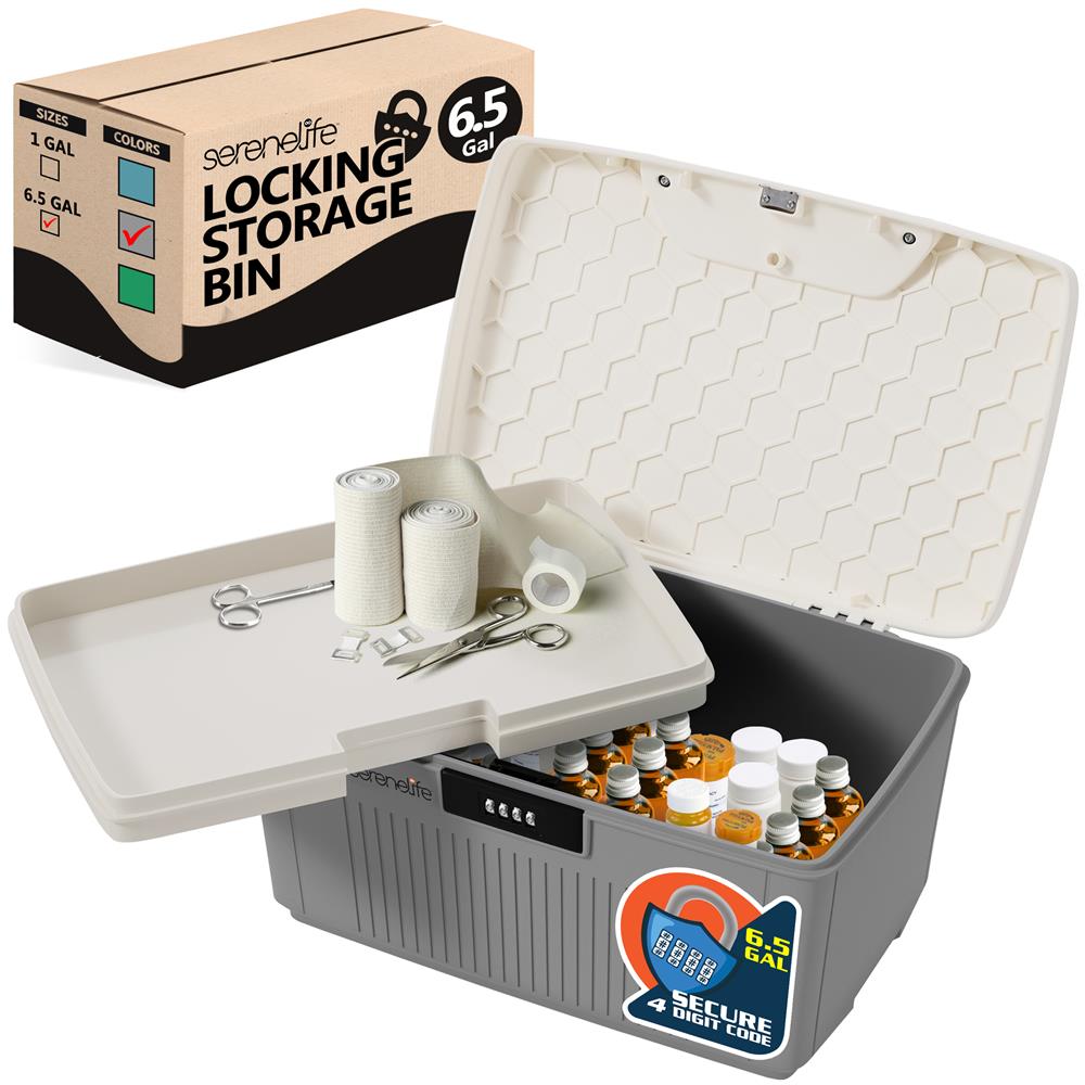product image number 1 for SereneLife 8.5 Gallon Locking Storage Bin