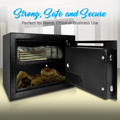 Front Load Safe Box Secure Storage Steel Construction 13.8"x9.8"x9.8"