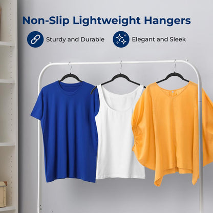 Velvet Non-Slip Hangers 100-Pack, Space-Saving, 360¬∞ Swivel Hook, Black