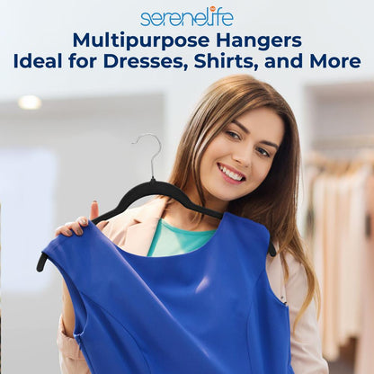 Velvet Non-Slip Hangers 100-Pack, Space-Saving, 360¬∞ Swivel Hook, Black