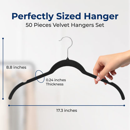 50-Piece Velvet Hangers Non-Slip Space-Saving 360¬∞ Swivel Hooks