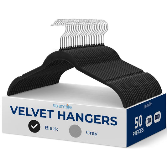 50-Piece Velvet Hangers Non-Slip Space-Saving 360¬∞ Swivel Hooks