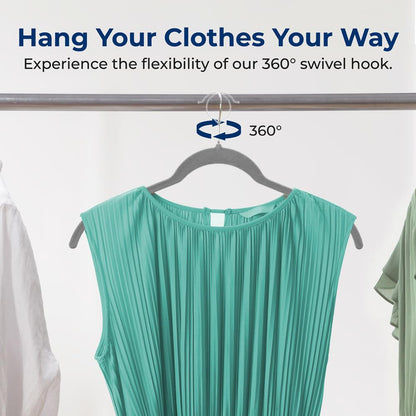 50-Pack Velvet Hangers, Space-Saving Non-Slip Design, Grey