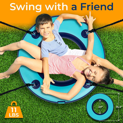 Inflatable Tire Swing 660lbs Capacity UV-Resistant 360¬∞ Swivel