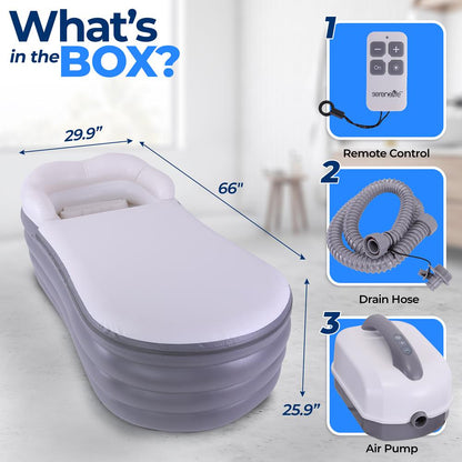 Inflatable Spa Bathtub with Bubble Massage Mat, Remote, Pillow, 66"x30"x26"