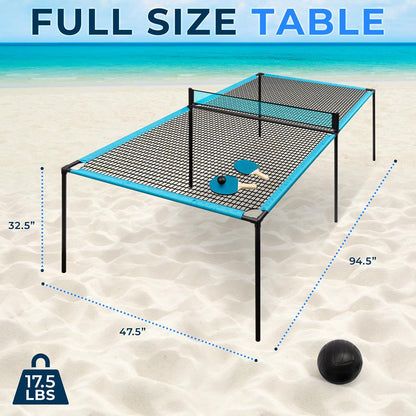 Trampoline Ping Pong Table - Portable, Adjustable Steel Frame, Indoor/Outdoor
