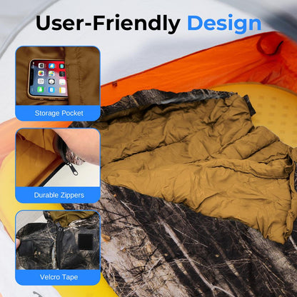 Mummy Sleeping Bag, Weatherproof, 210T Polyester, Real Tree