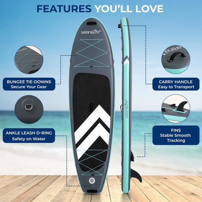 Inflatable Paddleboard, Stable Design, Non-Slip Deck, Gray