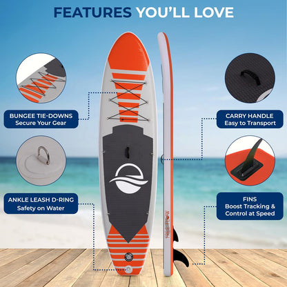 Inflatable Paddle Board, Stable Design, Non-Slip EVA Deck, Blue