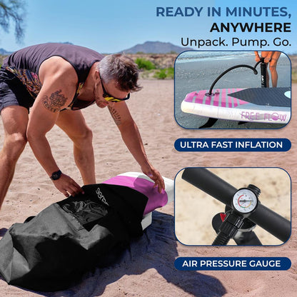 Inflatable Paddle Board - Stable Non-Slip Deck, 10'6", PVC, 350 lbs Capacity