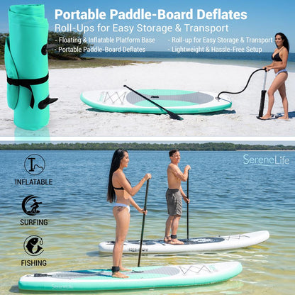 Inflatable Paddle Board - Stable Non-Slip Deck, PVC, 10' Teal