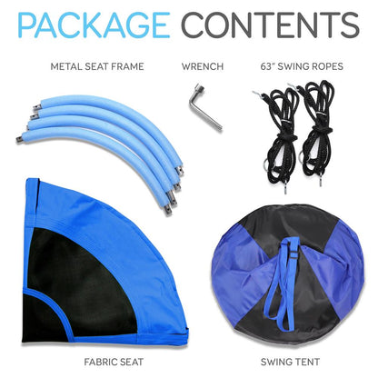 Tente balançoire pour enfants - Détente amusante, siège rembourré, bleu 