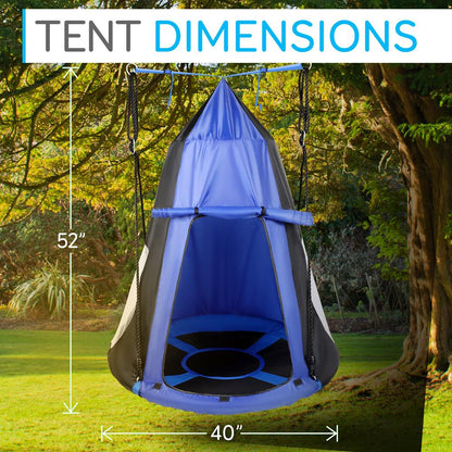 Tente balançoire pour enfants - Détente amusante, siège rembourré, bleu 