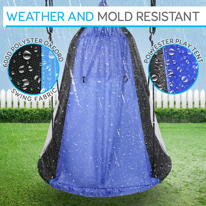 Tente balançoire pour enfants - Détente amusante, siège rembourré, bleu 