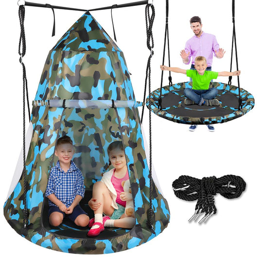 Tente-balançoire pour enfants - Détente amusante, siège rembourré, camouflage 