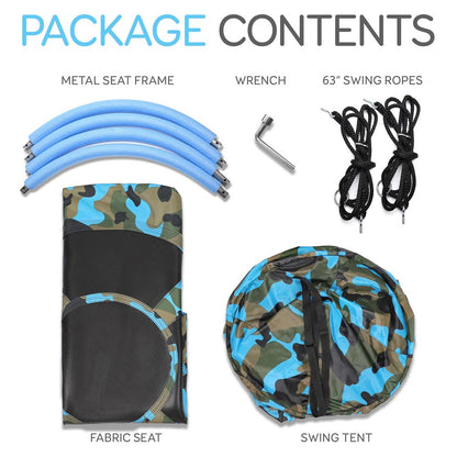 Tente-balançoire pour enfants - Détente amusante, siège rembourré, camouflage 