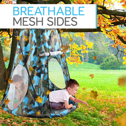 Tente-balançoire pour enfants - Détente amusante, siège rembourré, camouflage 