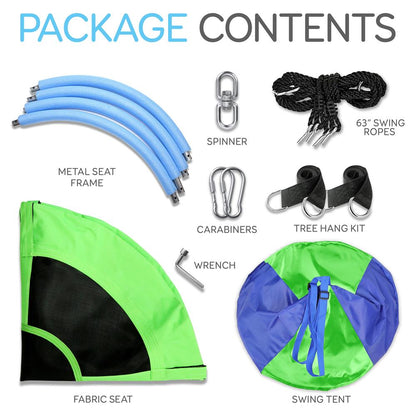 Kids Hanging Tent Swing, Outdoor Fun, Waterproof, Green