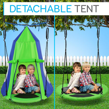 Kids Hanging Tent Swing, Outdoor Fun, Waterproof, Green