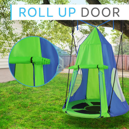 Kids Hanging Tent Swing, Outdoor Fun, Waterproof, Green