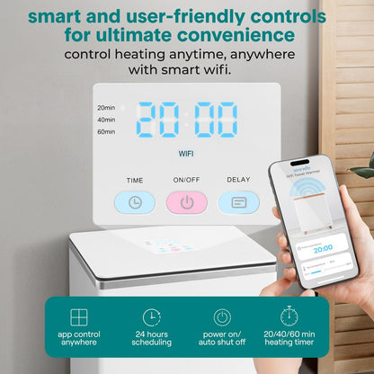 WiFi Towel Warmer - Spa Comfort, Auto Shut-Off, Stainless, Silver