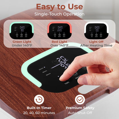 Towel Warmer Bucket 23L - Fits 2 Towels, Timer, Wood Color