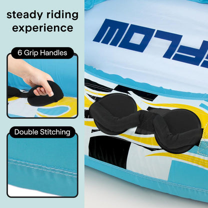 Inflatable Towable Tube for 2, Fast Inflation, Heavy-Duty PVC, Blue