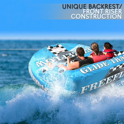 3-Person Towable Tube for Boating, Fast Inflation, Heavy-Duty Nylon Cover