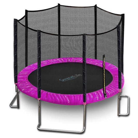 10FT Outdoor Trampoline, Safe Jumping, Reinforced Mat, Pink