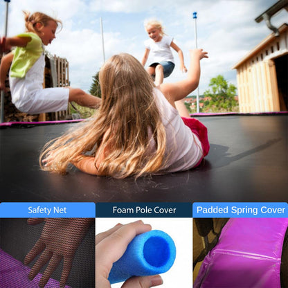 10FT Outdoor Trampoline, Safe Jumping, Reinforced Mat, Pink