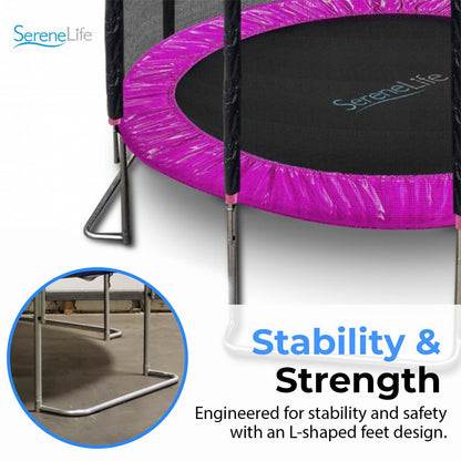 10FT Outdoor Trampoline, Safe Jumping, Reinforced Mat, Pink