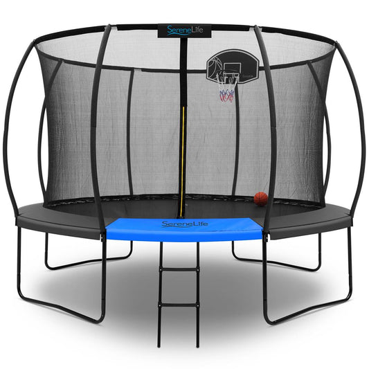 12FT Outdoor Trampoline for Kids - Safe Design, UV-Tested Mat, Black