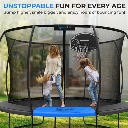 12FT Outdoor Trampoline for Kids - Safe Design, UV-Tested Mat, Black