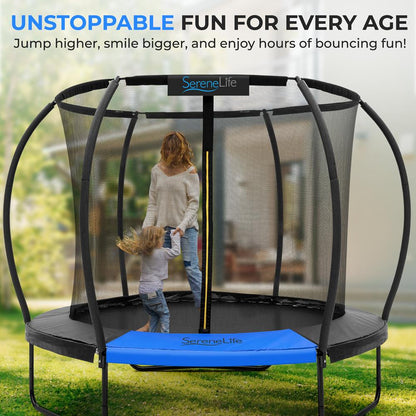8FT Outdoor Trampoline for Kids - Safe Design, UV-Tested Mat, Black
