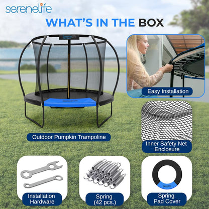 8FT Outdoor Trampoline for Kids - Safe Design, UV-Tested Mat, Black