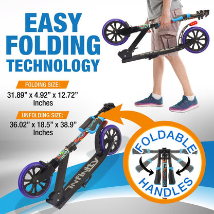 Kick Scooter for Teens & Adults, Adjustable Alloy Deck, Graffiti Design