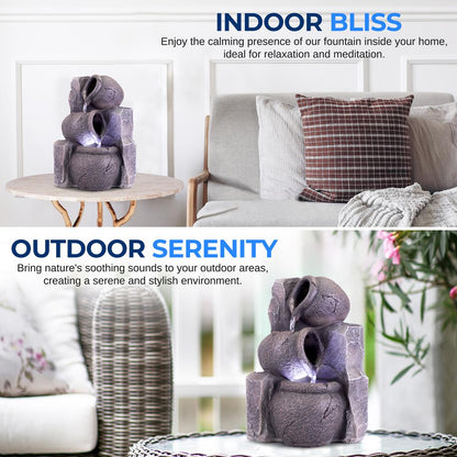 Tabletop Water Fountain - Relaxing Sound, Automatic Pump, 10.6" Tall