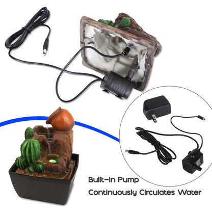 3-Tier Desktop Water Fountain - Relaxing LED Flow - Indoor/Outdoor Use