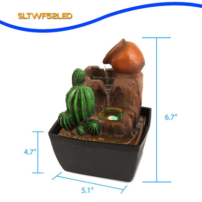 3-Tier Desktop Water Fountain - Relaxing LED Flow - Indoor/Outdoor Use