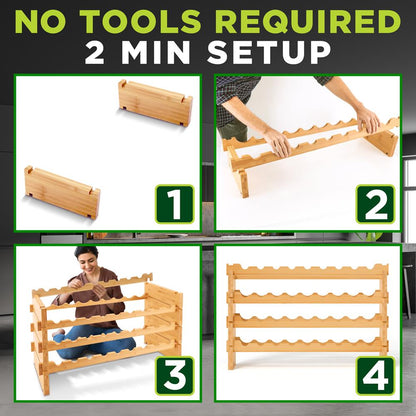 Casier à vin empilable capacité 36 bouteilles étagère d'exposition modulaire en bambou 