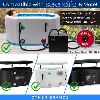 Cold Plunge Chiller System - Quiet 600W Compressor, 87 Gal Capacity